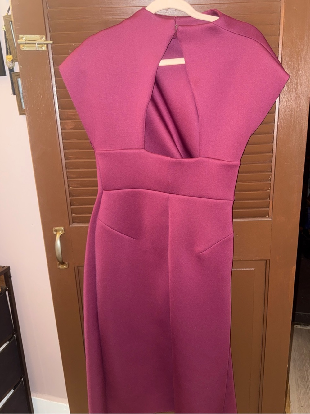 Elegant Raspberry Dress with Open Back - Picture 2 of 3